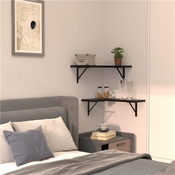 Floating Corner Shelves Set of 3, Corner Shelves Wall Mounted, (Black) - Picture 2 of 6